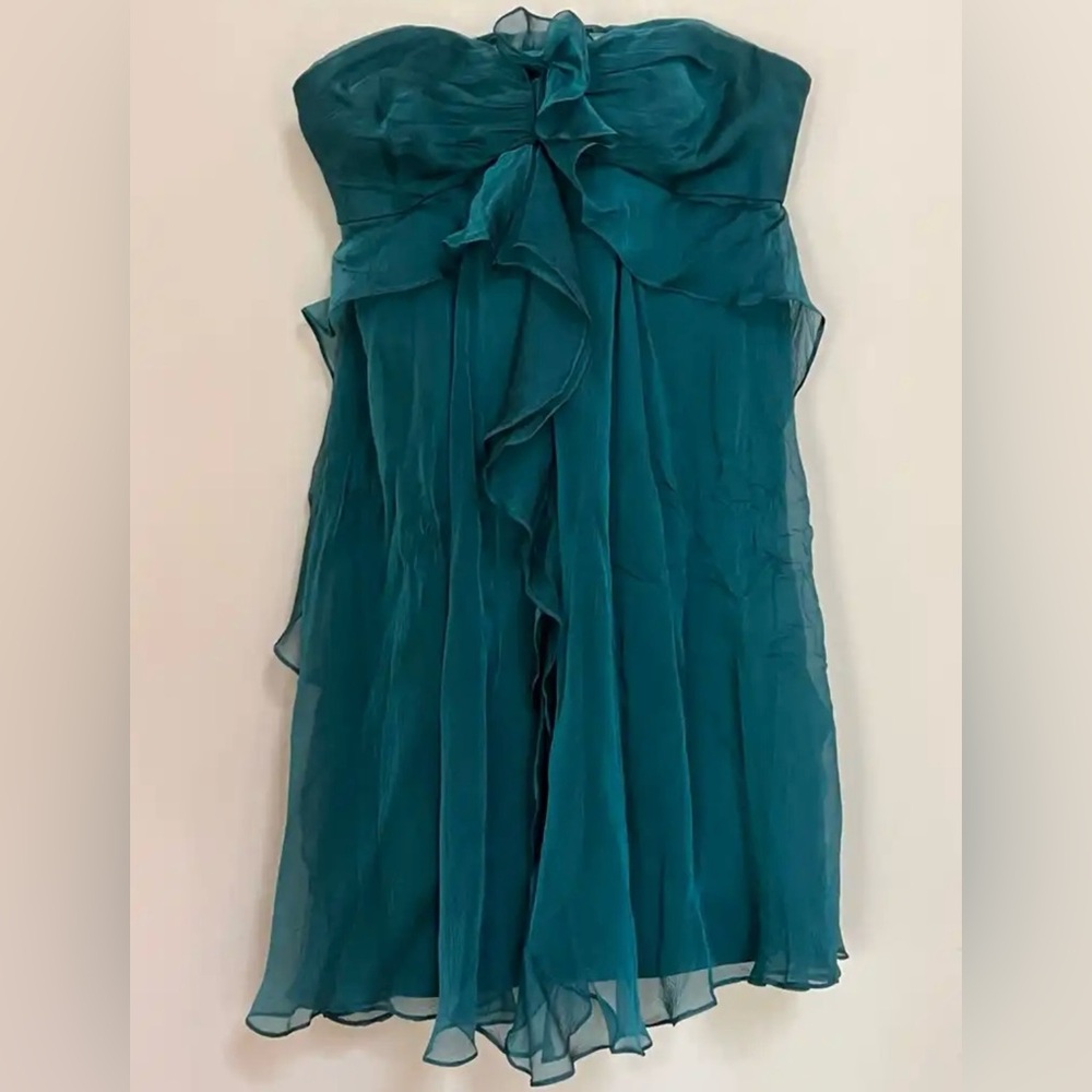 Badgley Mischka Strapless Teal Dress
